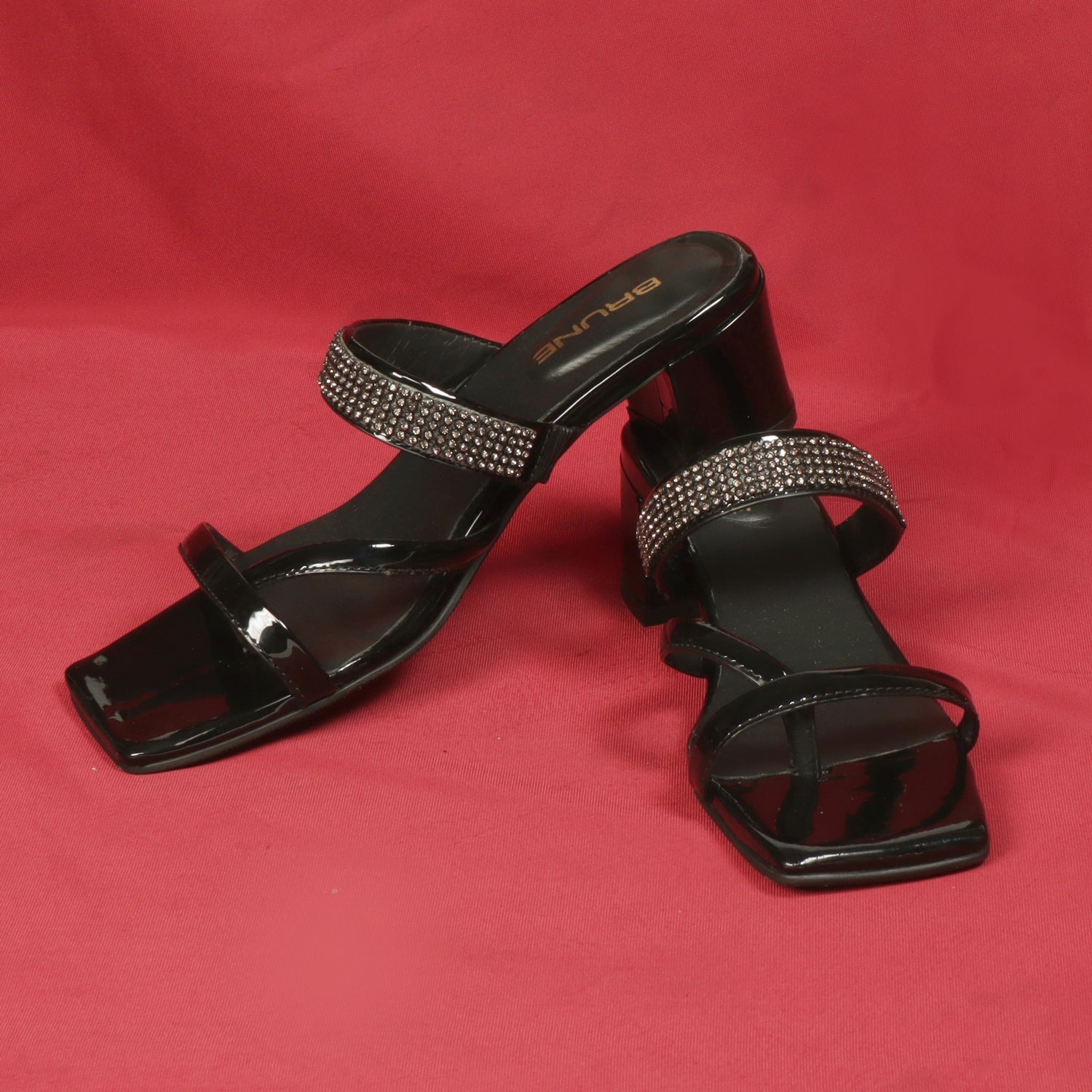 Allegra K Women's Pointed Toe Rhinestone Ankle Strap Chunky Heels Pumps  Black 6 : Target